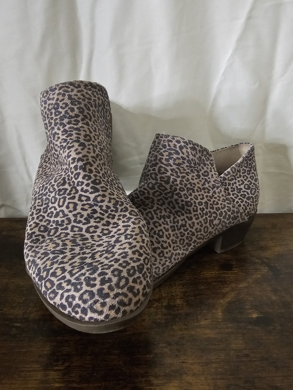 crown & ivy Leopard Print Ankle Booties in Brown and Black